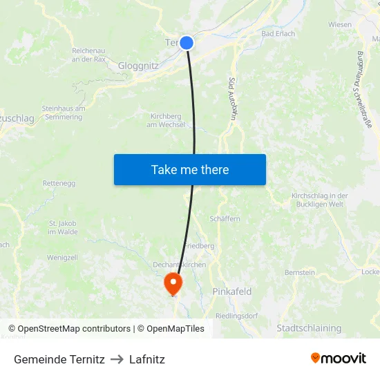 Gemeinde Ternitz to Lafnitz map