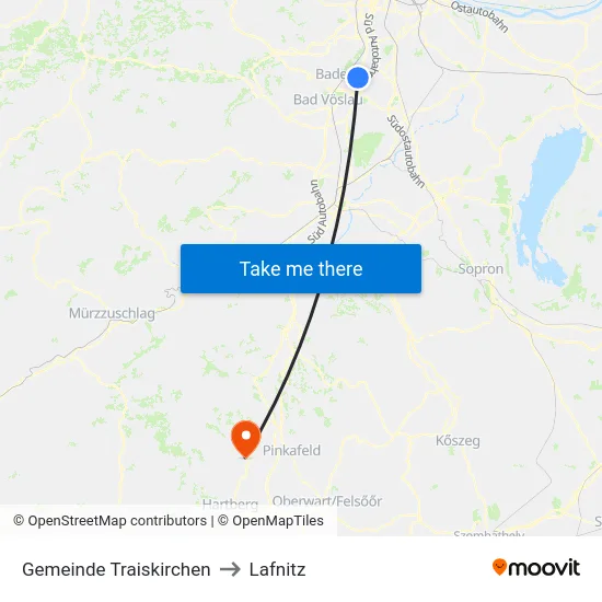 Gemeinde Traiskirchen to Lafnitz map