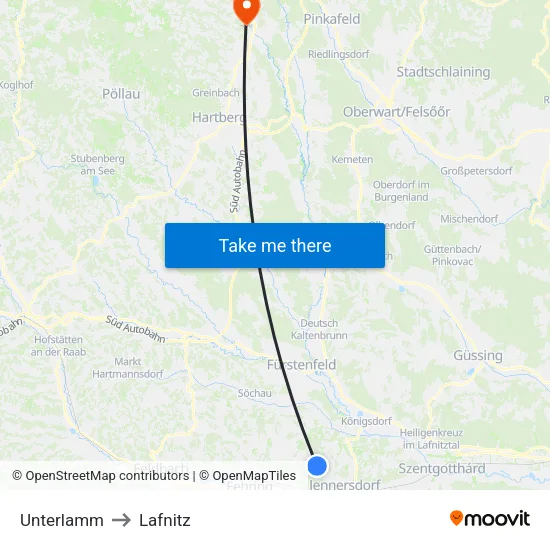 Unterlamm to Lafnitz map