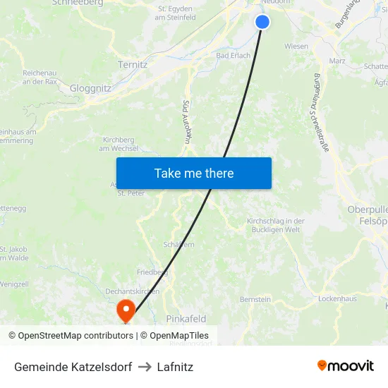 Gemeinde Katzelsdorf to Lafnitz map