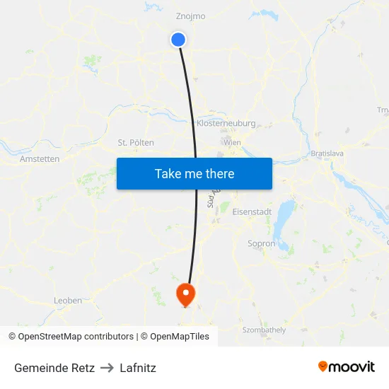 Gemeinde Retz to Lafnitz map