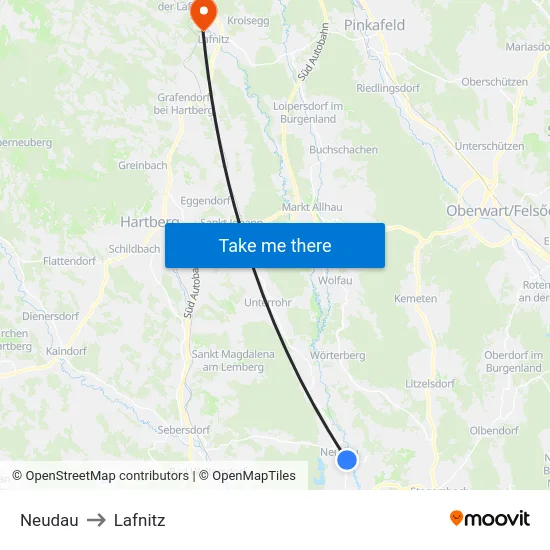 Neudau to Lafnitz map