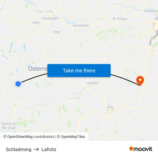 Schladming to Lafnitz map