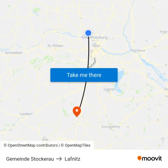 Gemeinde Stockerau to Lafnitz map