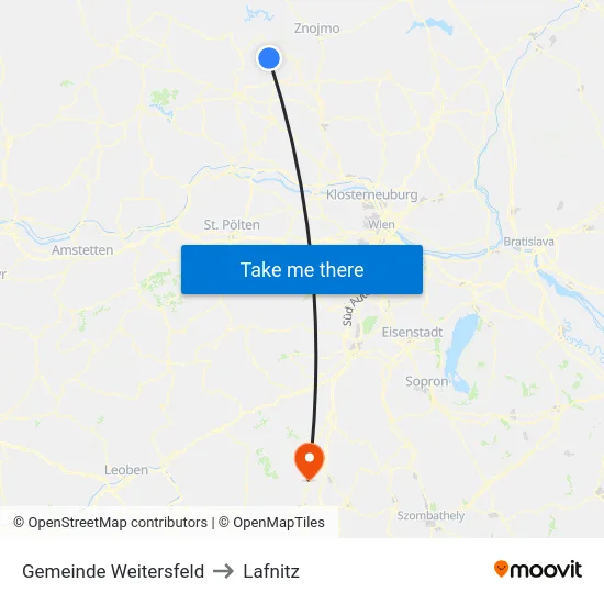 Gemeinde Weitersfeld to Lafnitz map