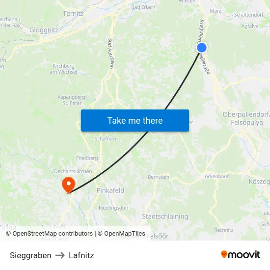 Sieggraben to Lafnitz map