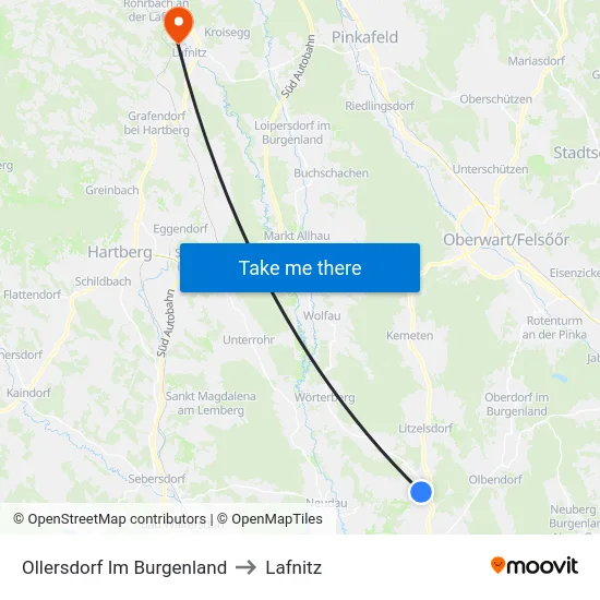Ollersdorf Im Burgenland to Lafnitz map