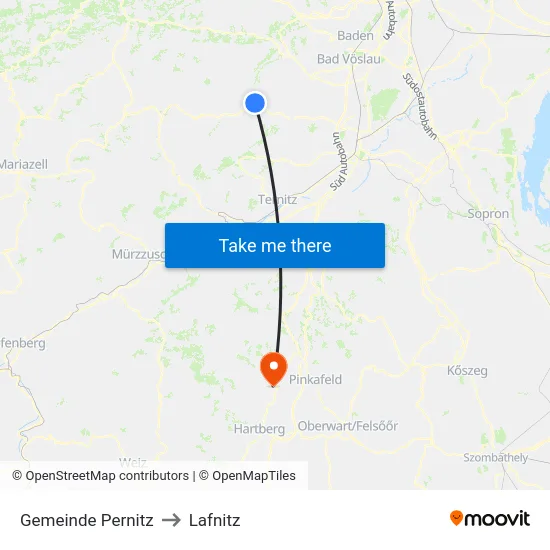 Gemeinde Pernitz to Lafnitz map