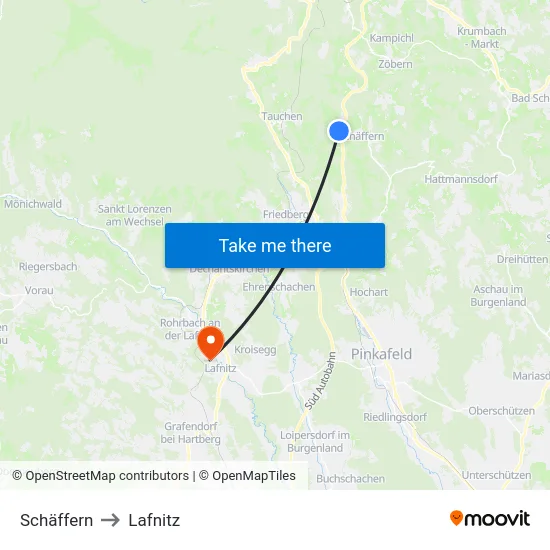 Schäffern to Lafnitz map