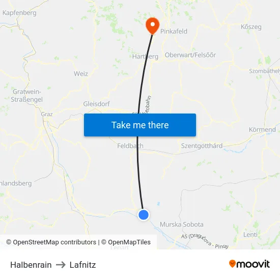 Halbenrain to Lafnitz map