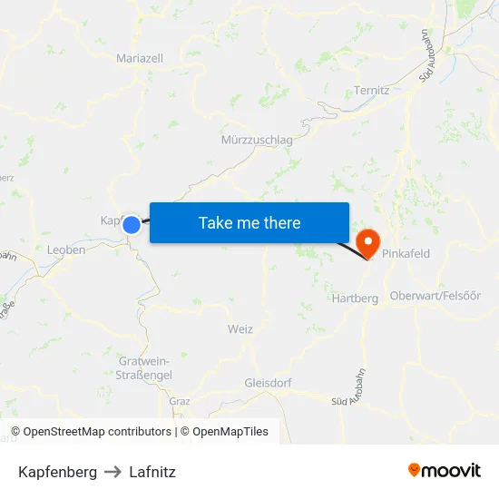 Kapfenberg to Lafnitz map