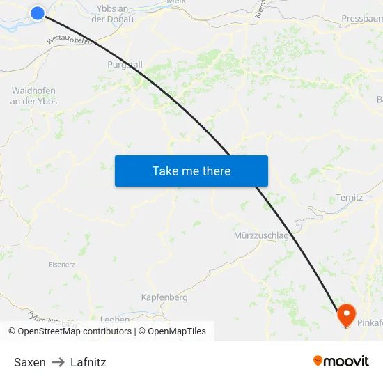 Saxen to Lafnitz map