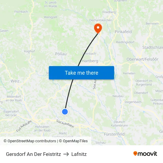 Gersdorf An Der Feistritz to Lafnitz map