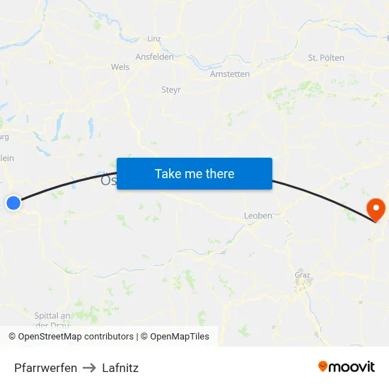 Pfarrwerfen to Lafnitz map