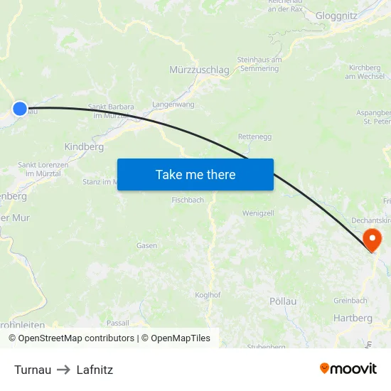 Turnau to Lafnitz map
