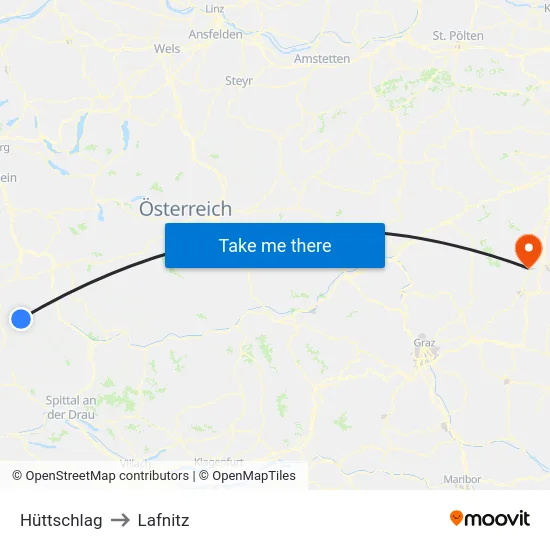 Hüttschlag to Lafnitz map