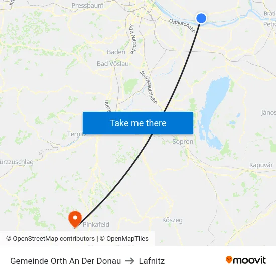 Gemeinde Orth An Der Donau to Lafnitz map