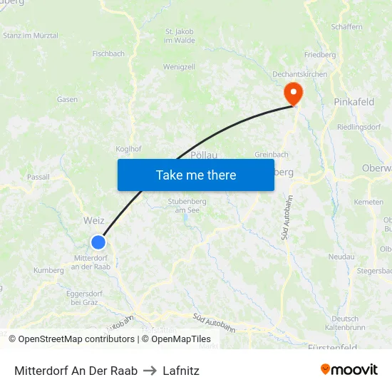 Mitterdorf An Der Raab to Lafnitz map