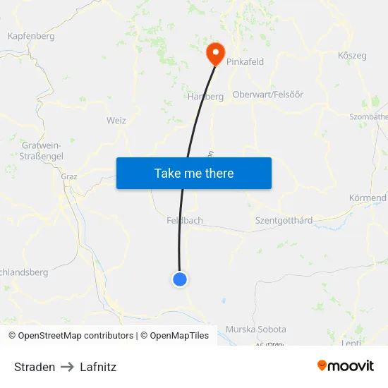 Straden to Lafnitz map