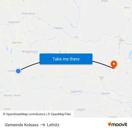 Gemeinde Kolsass to Lafnitz map