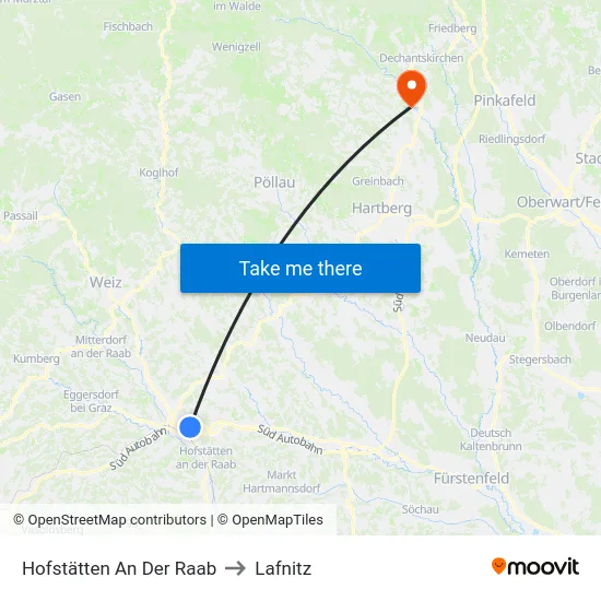 Hofstätten An Der Raab to Lafnitz map