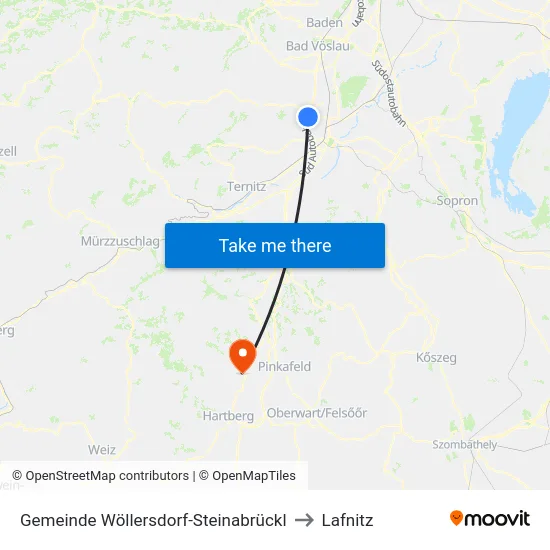 Gemeinde Wöllersdorf-Steinabrückl to Lafnitz map