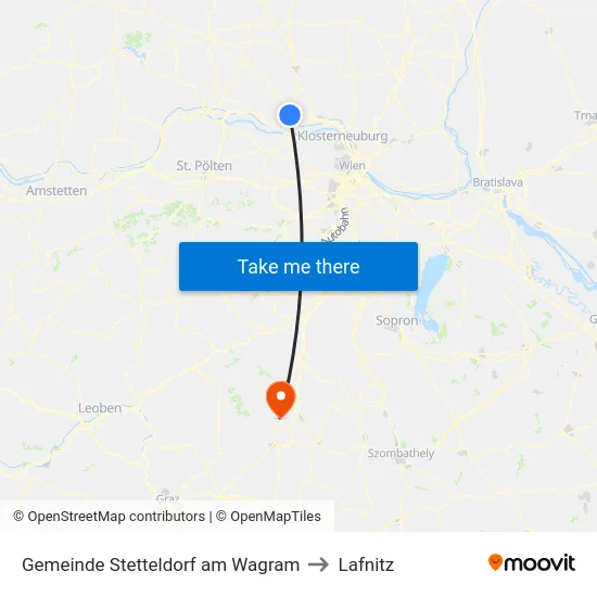Gemeinde Stetteldorf am Wagram to Lafnitz map