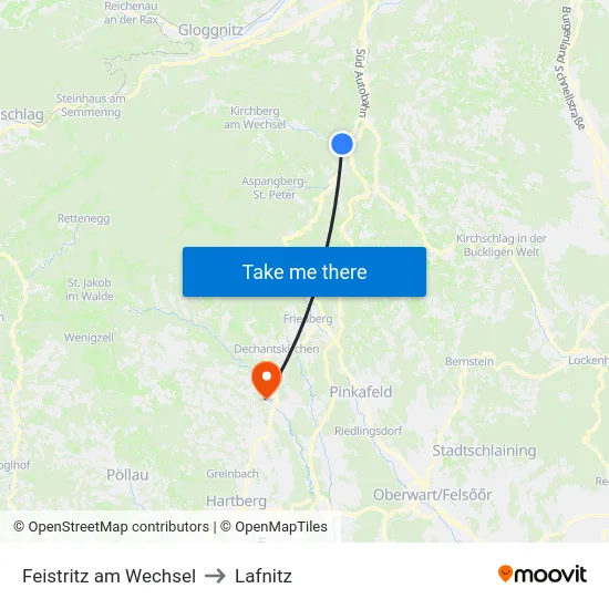 Feistritz am Wechsel to Lafnitz map