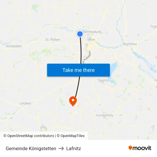 Gemeinde Königstetten to Lafnitz map
