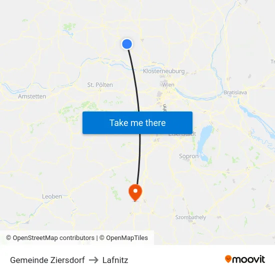 Gemeinde Ziersdorf to Lafnitz map