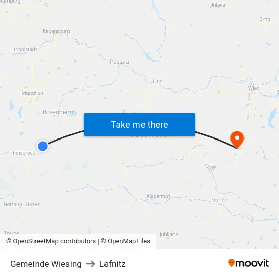 Gemeinde Wiesing to Lafnitz map