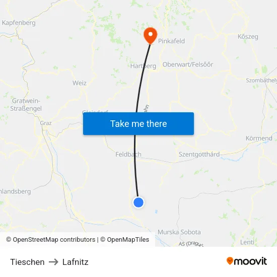 Tieschen to Lafnitz map