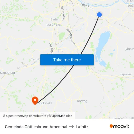 Gemeinde Göttlesbrunn-Arbesthal to Lafnitz map