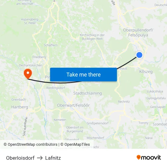 Oberloisdorf to Lafnitz map