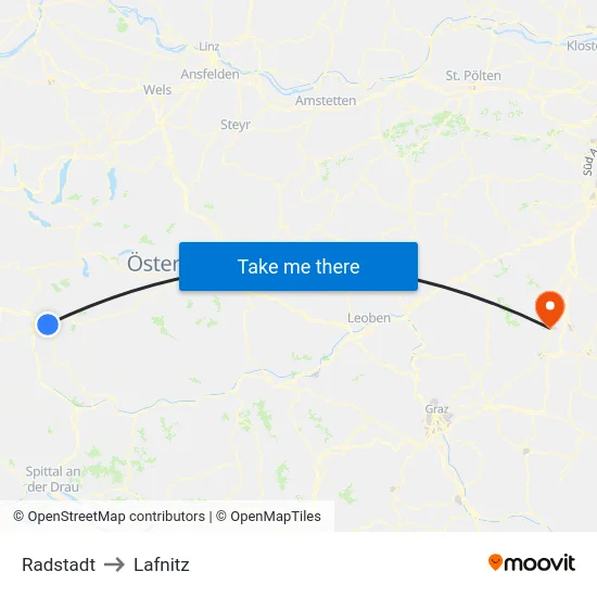 Radstadt to Lafnitz map