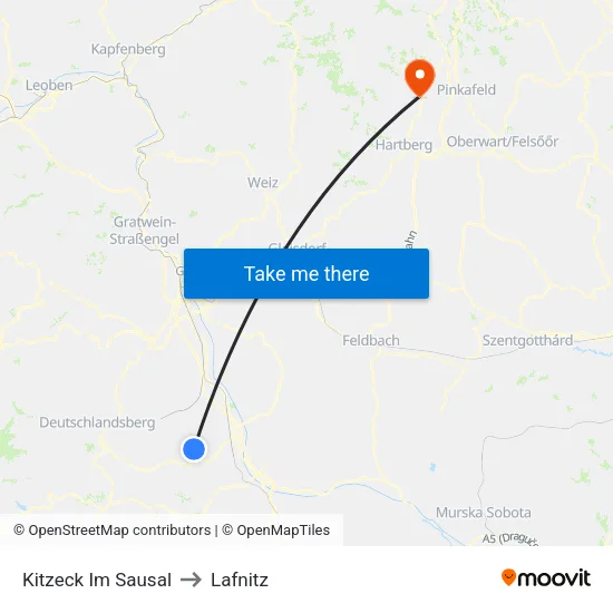 Kitzeck Im Sausal to Lafnitz map