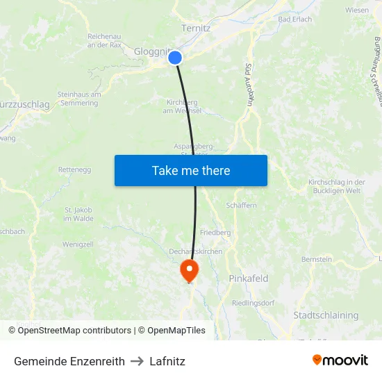 Gemeinde Enzenreith to Lafnitz map