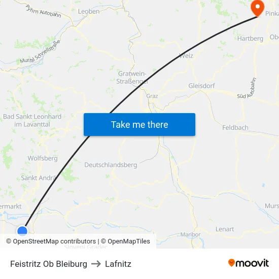 Feistritz Ob Bleiburg to Lafnitz map