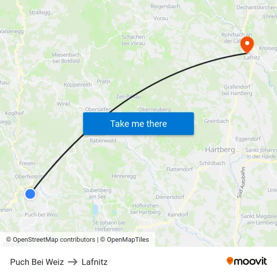 Puch Bei Weiz to Lafnitz map