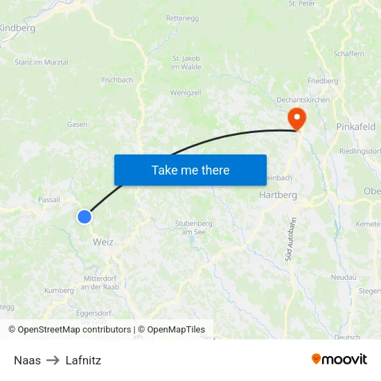 Naas to Lafnitz map