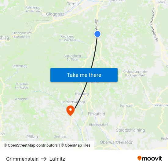 Grimmenstein to Lafnitz map