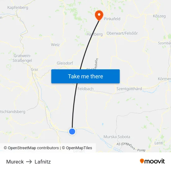 Mureck to Lafnitz map