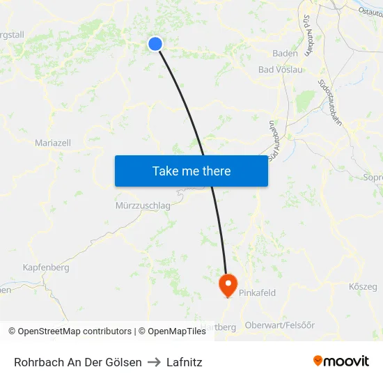 Rohrbach An Der Gölsen to Lafnitz map
