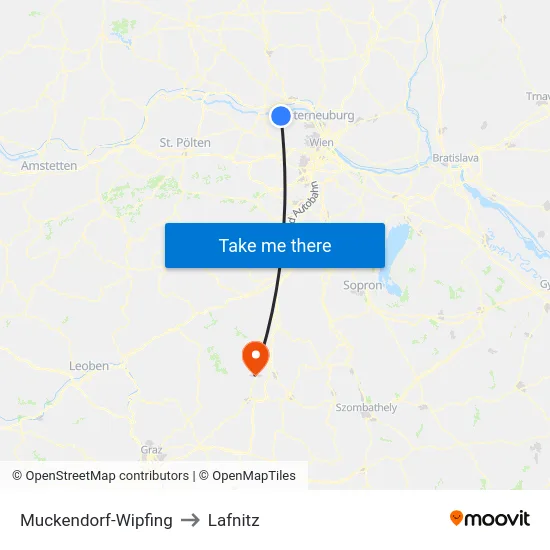 Muckendorf-Wipfing to Lafnitz map