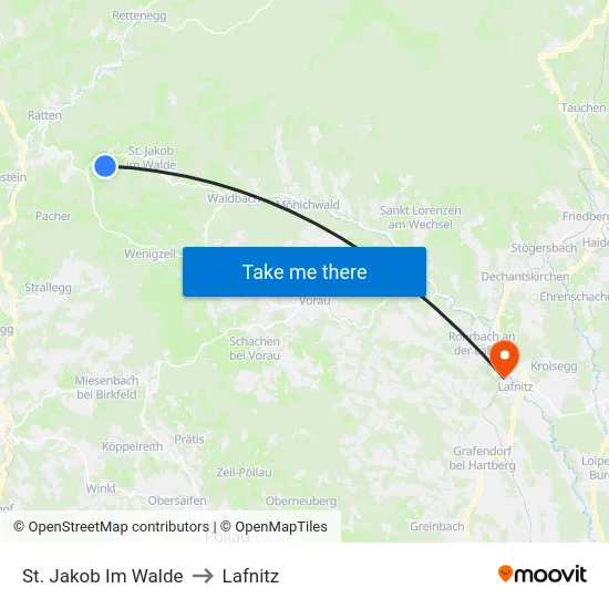 St. Jakob Im Walde to Lafnitz map
