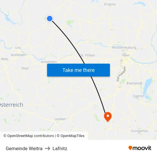 Gemeinde Weitra to Lafnitz map