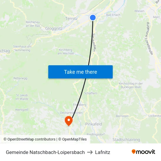 Gemeinde Natschbach-Loipersbach to Lafnitz map