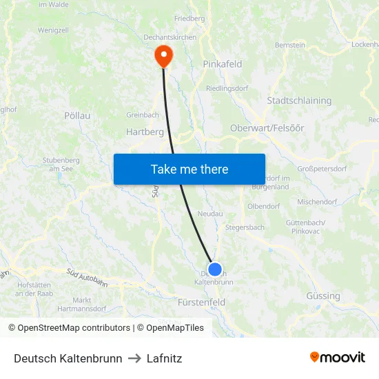 Deutsch Kaltenbrunn to Lafnitz map