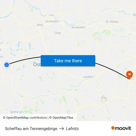 Scheffau am Tennengebirge to Lafnitz map