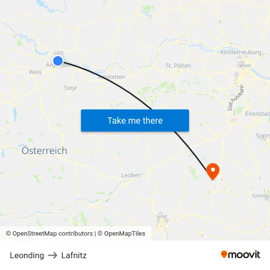 Leonding to Lafnitz map